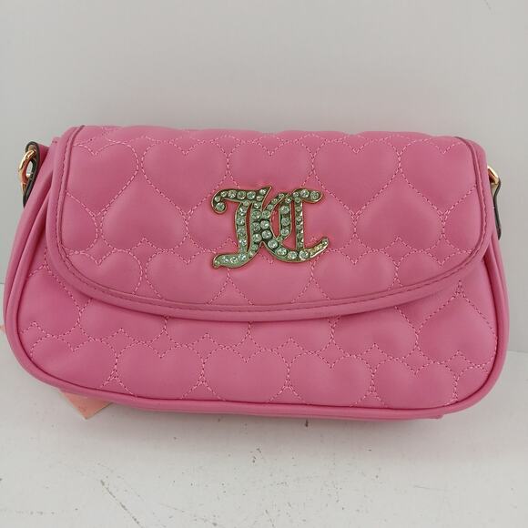 Juicy Couture Straight From The Heart Pink Quilted Shoulder Bag Purse KC Logo - Picture 4 of 11